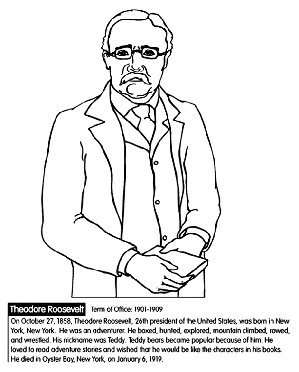 Theodore Roosevelt coloring #14, Download drawings