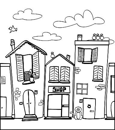 Town coloring #7, Download drawings