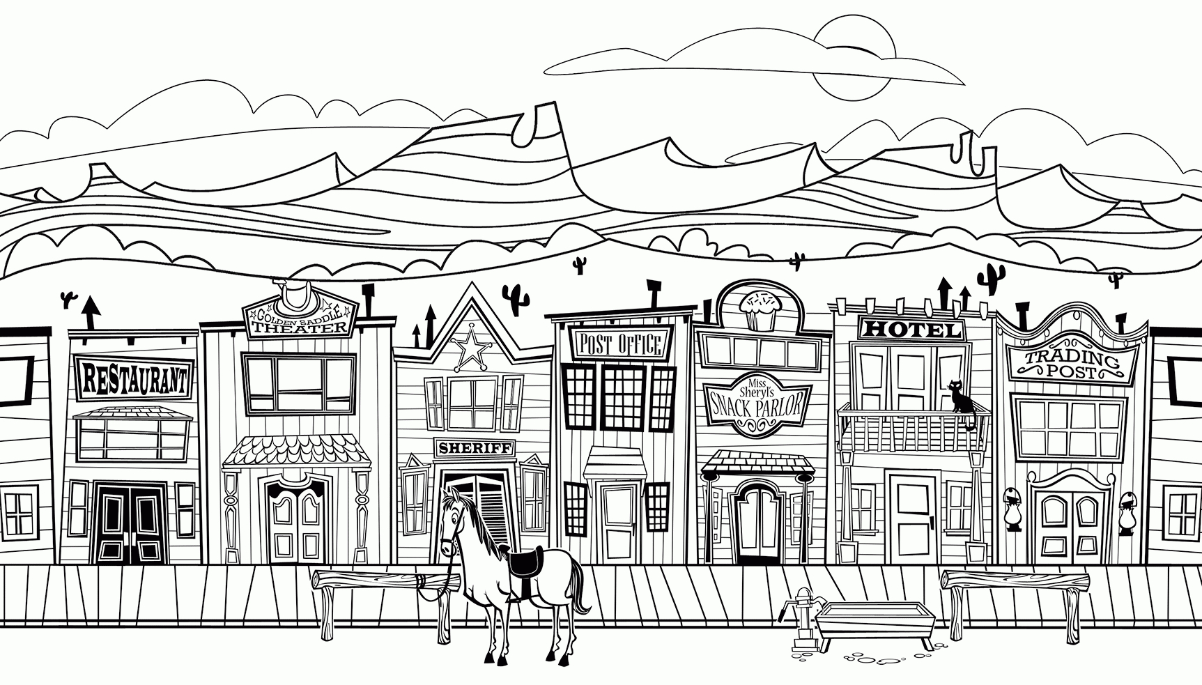 Town coloring #3, Download drawings