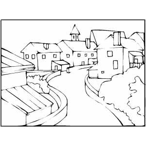 Town coloring #2, Download drawings