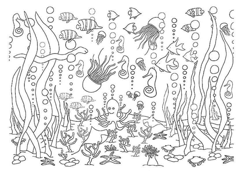 Underwater coloring #3, Download drawings