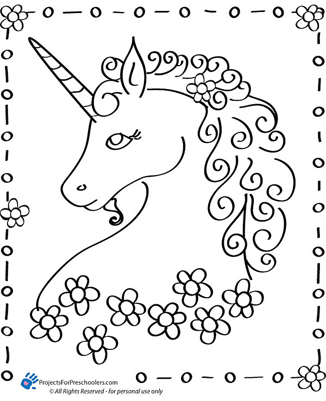 Unicorn coloring #1, Download drawings