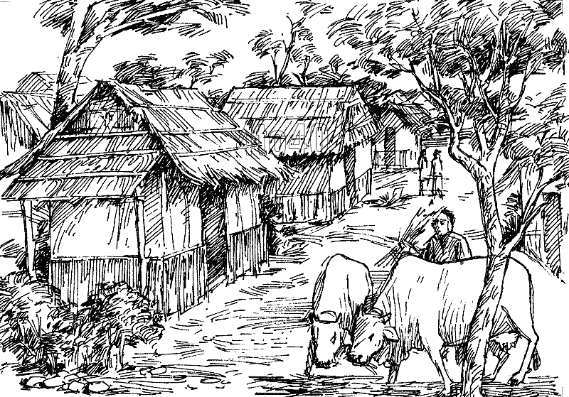 Village coloring #2, Download drawings