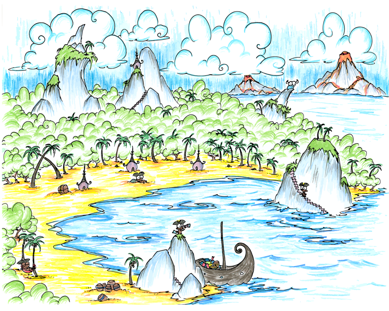 Volcanic Island coloring #6, Download drawings