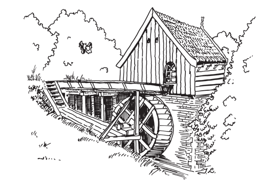 Watermill coloring #1, Download drawings