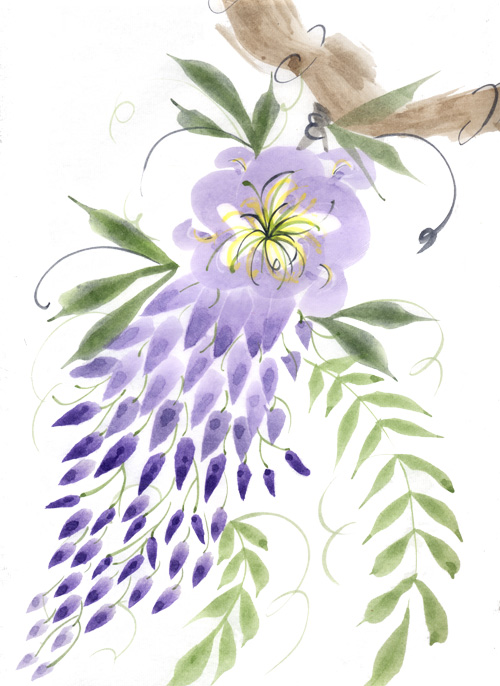 Wisteria coloring #9, Download drawings