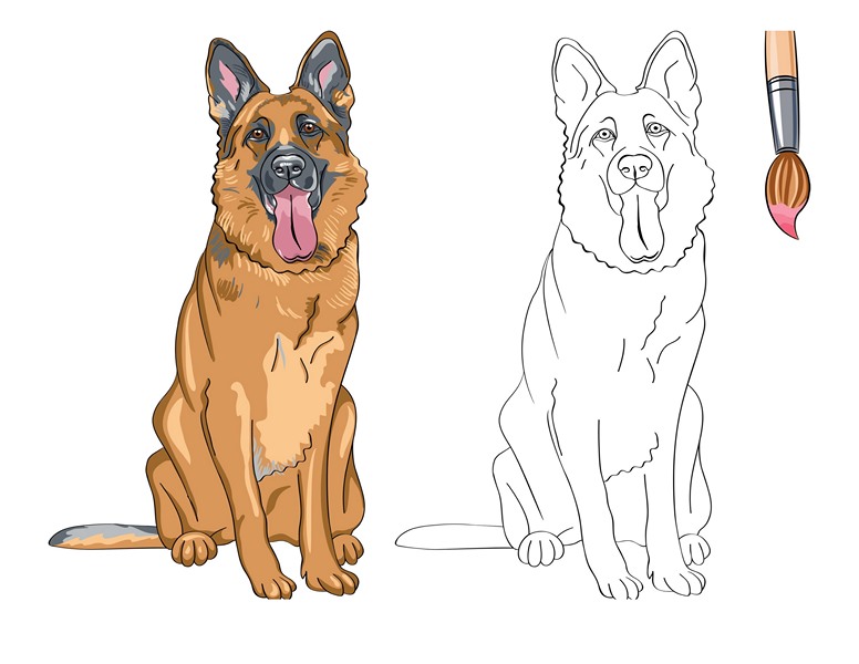 Wolfdog coloring #2, Download drawings