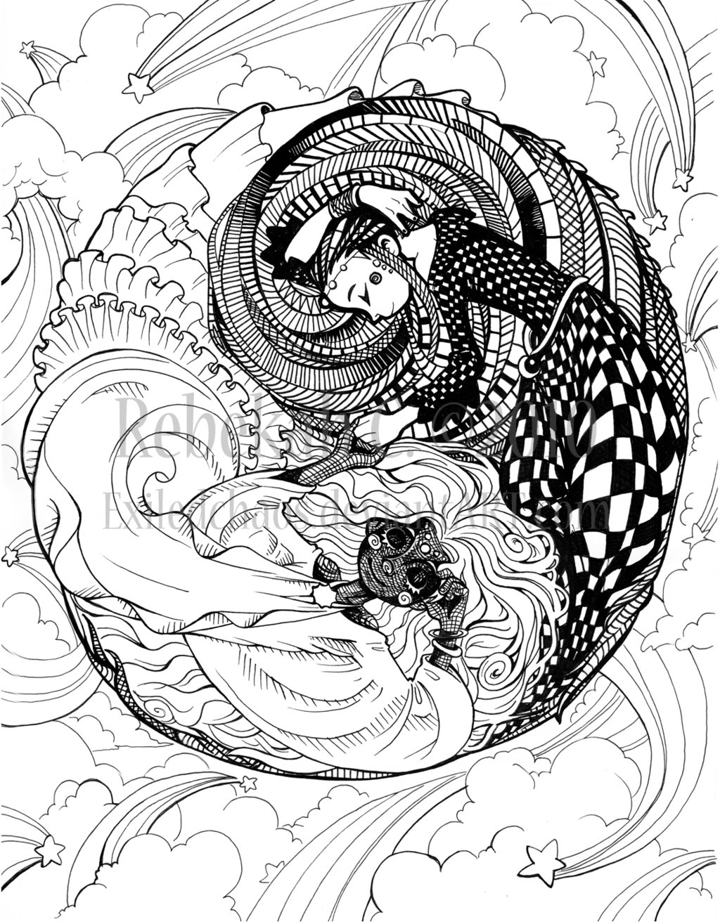 Yin & Yang coloring #4, Download drawings